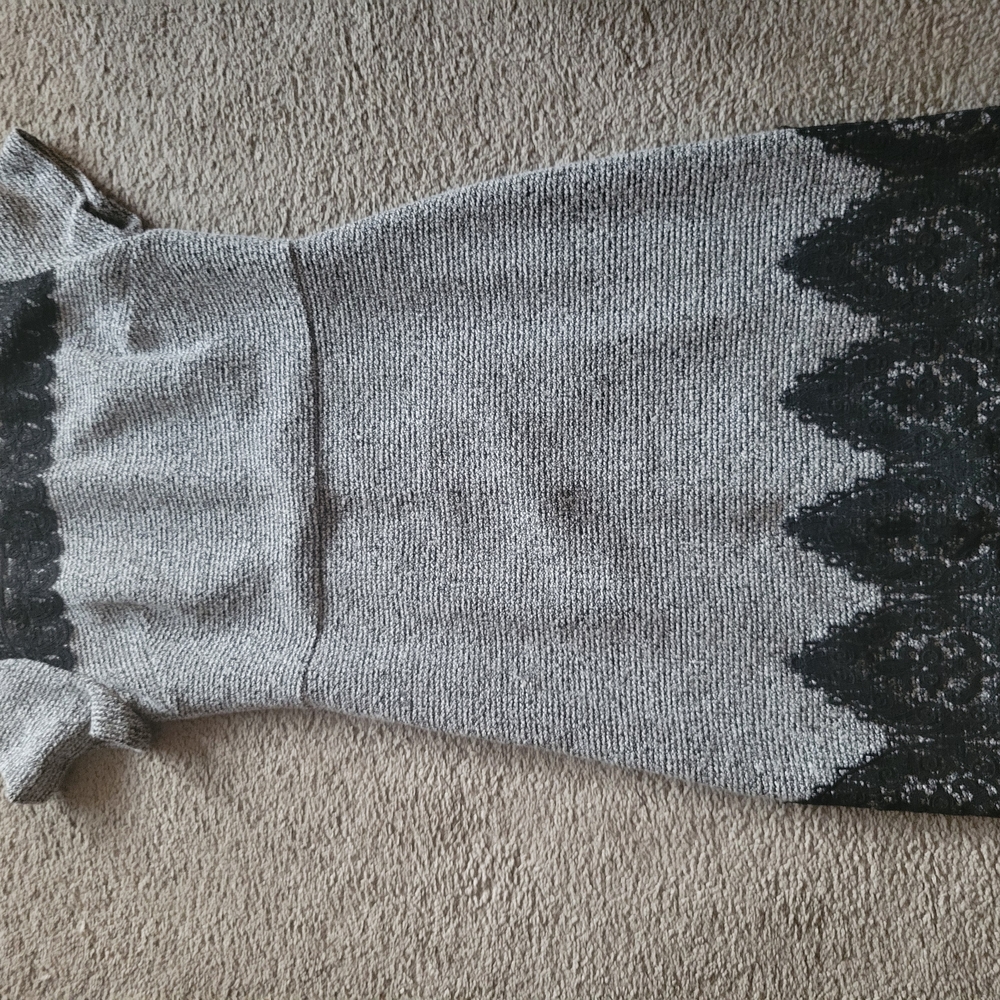 Karl Lagerfeld Heather Gray Sweater with Black Lace